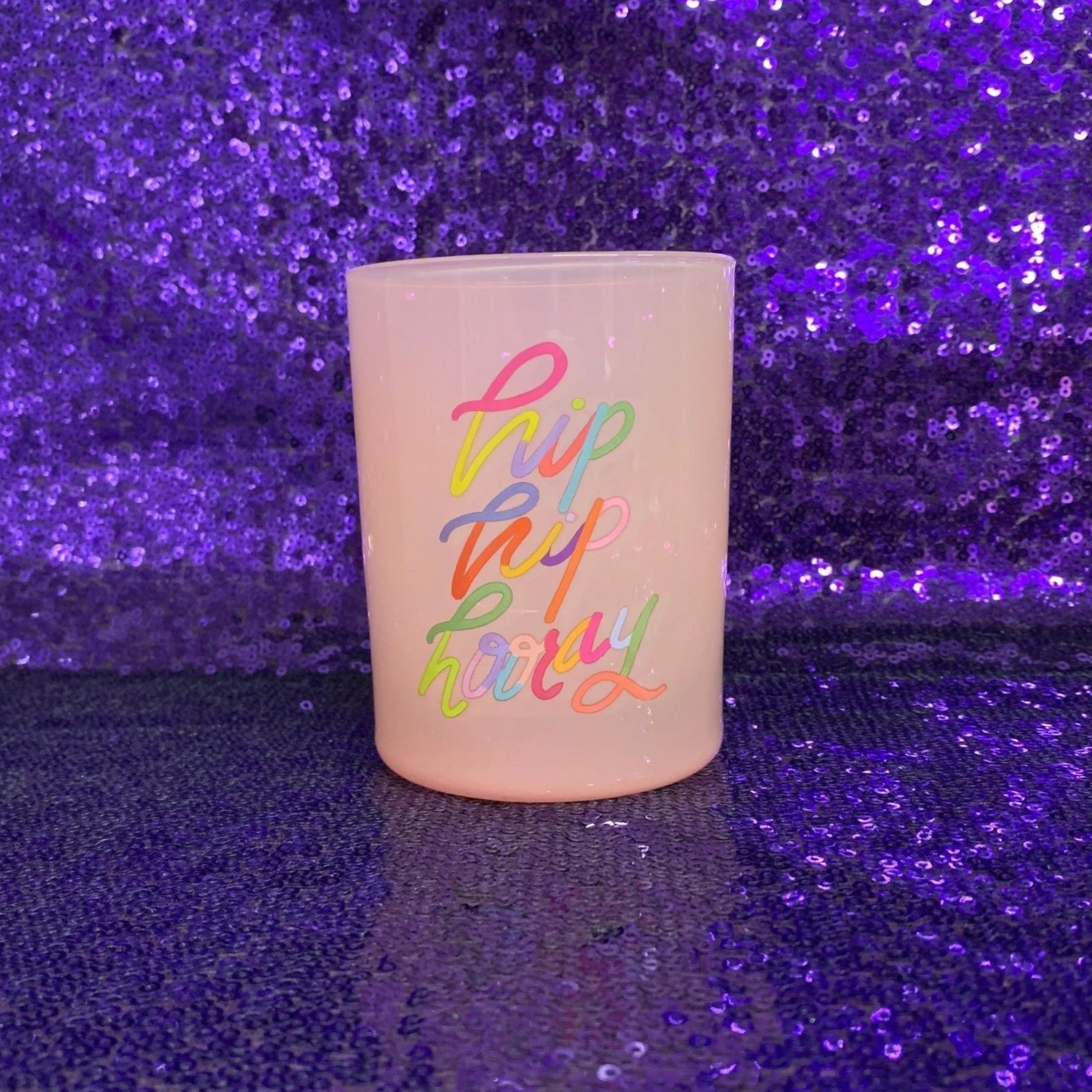 Hip Hip Hooray Double Old Fashioned Cocktail Glass | Classic Tinted Pink Glass | 12 oz by The Bullish Store