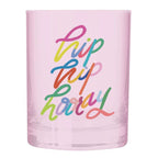 Hip Hip Hooray Double Old Fashioned Cocktail Glass | Classic Tinted Pink Glass | 12 oz by The Bullish Store