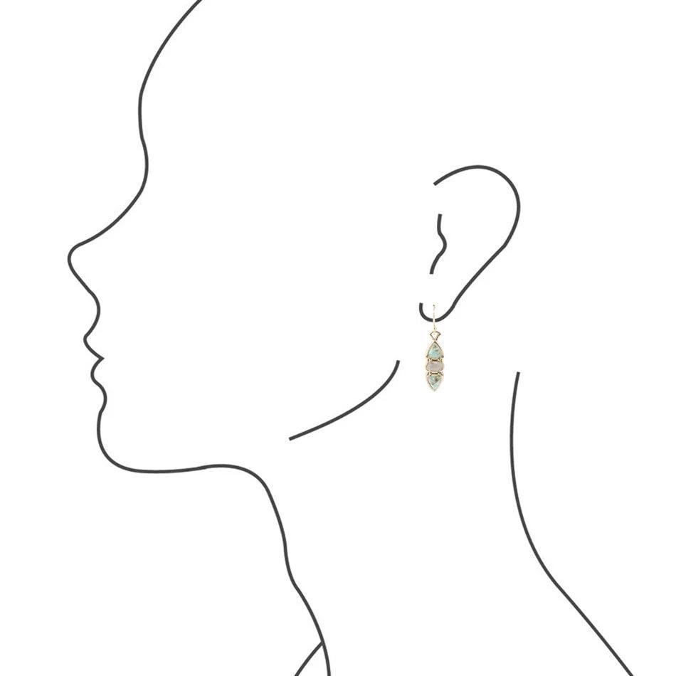 Blue Turquoise and Grey Labradorite Golden Drop Earrings by Barse Jewelry