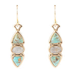 Blue Turquoise and Grey Labradorite Golden Drop Earrings by Barse Jewelry