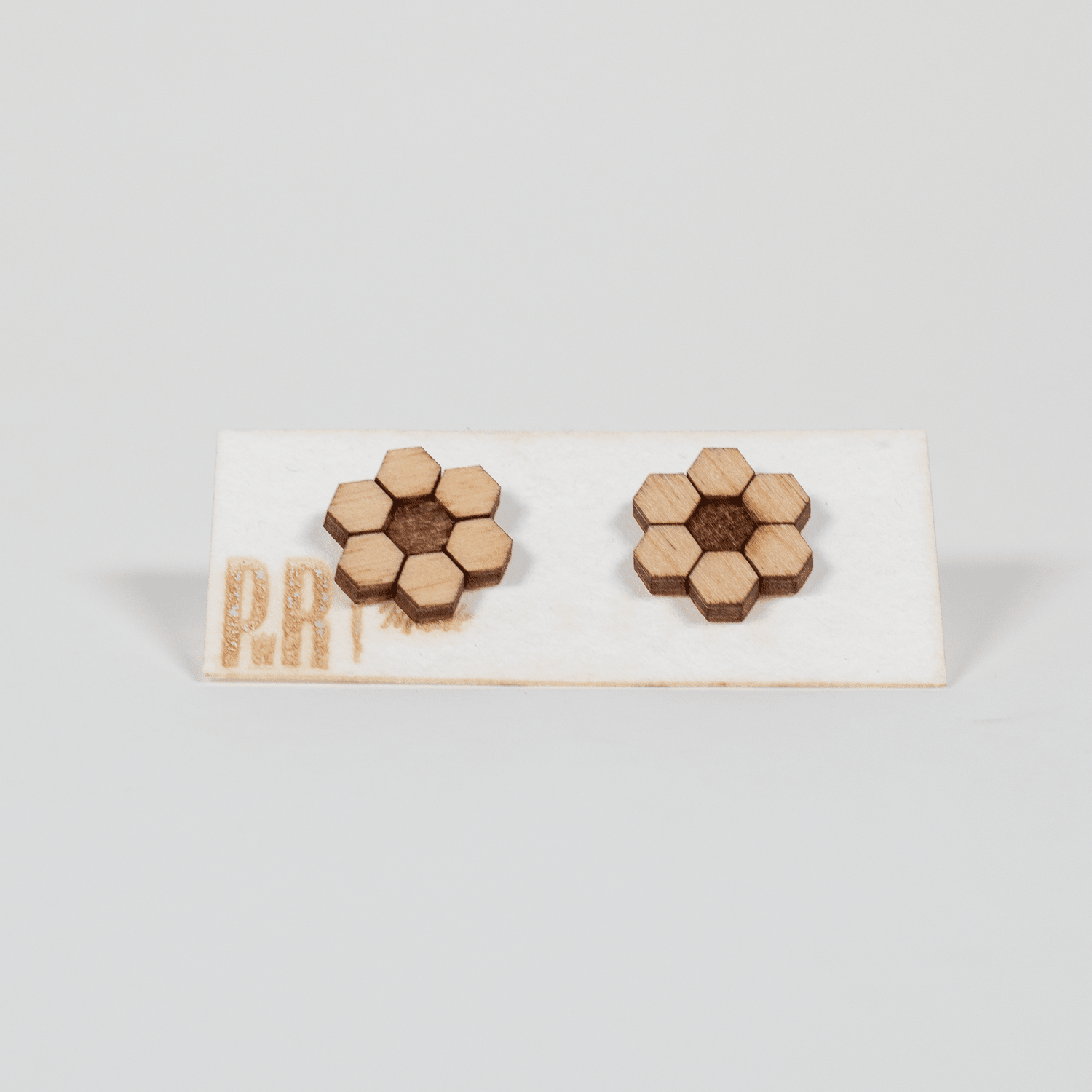 Hive Wood Stud Earrings | Honeycomb Design Earrings La Vie Bien Hive Wood Stud Earrings | Honeycomb Design