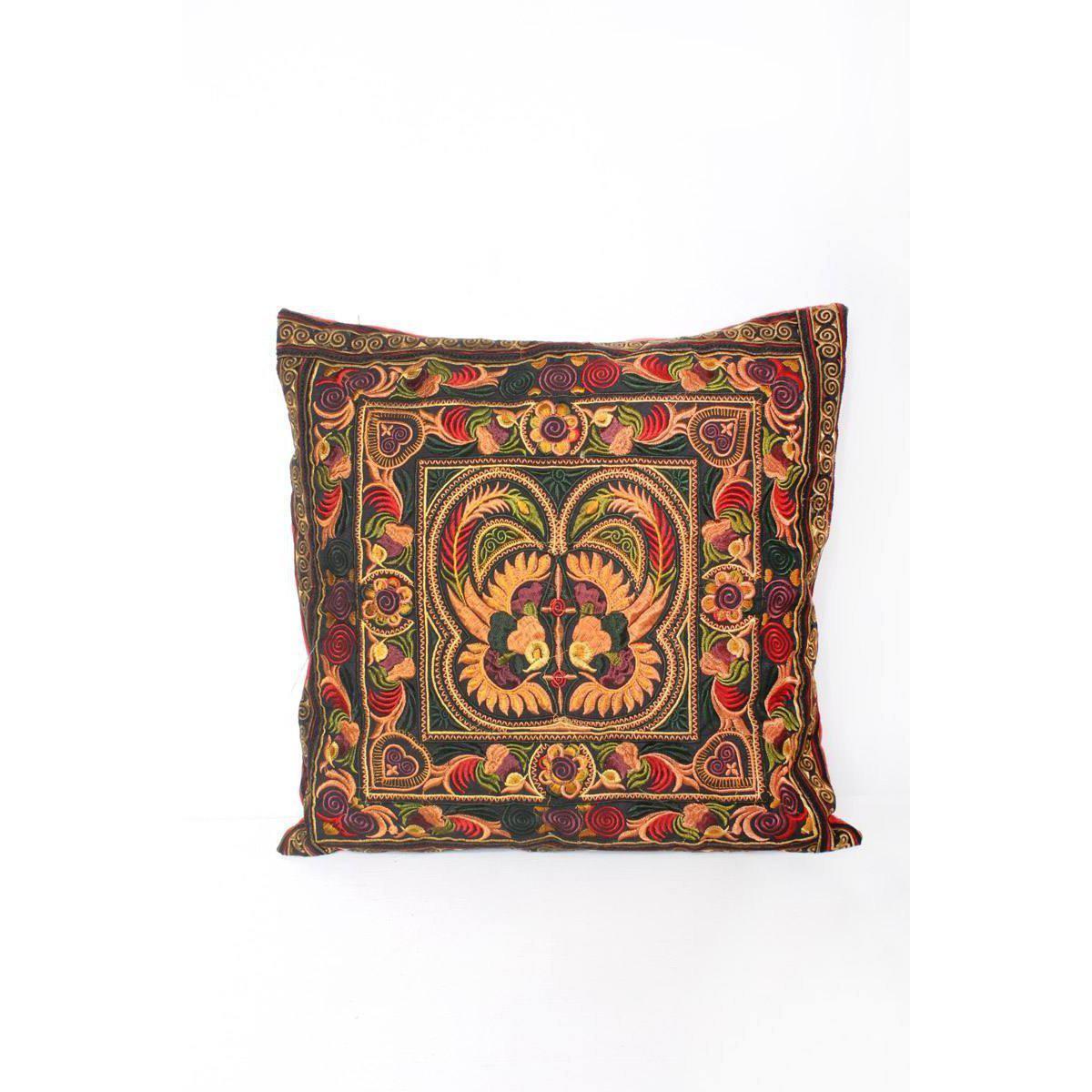 Hmong Bird Embroidered Pillow Cover - Thailand Decor La Vie Bien Hmong Bird Embroidered Pillow Cover - Thailand