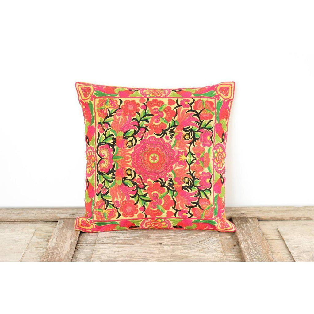 Hmong Bird Embroidered Pillow Cover - Thailand Decor La Vie Bien Hmong Bird Embroidered Pillow Cover - Thailand