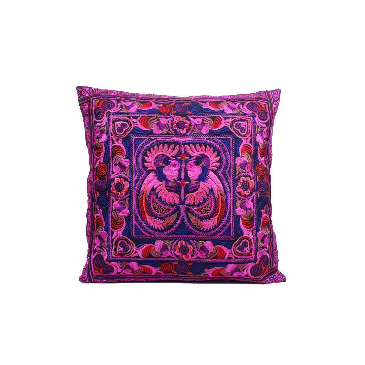 Hmong Bird Embroidered Pillow Cover - Thailand Decor La Vie Bien Hmong Bird Embroidered Pillow Cover - Thailand