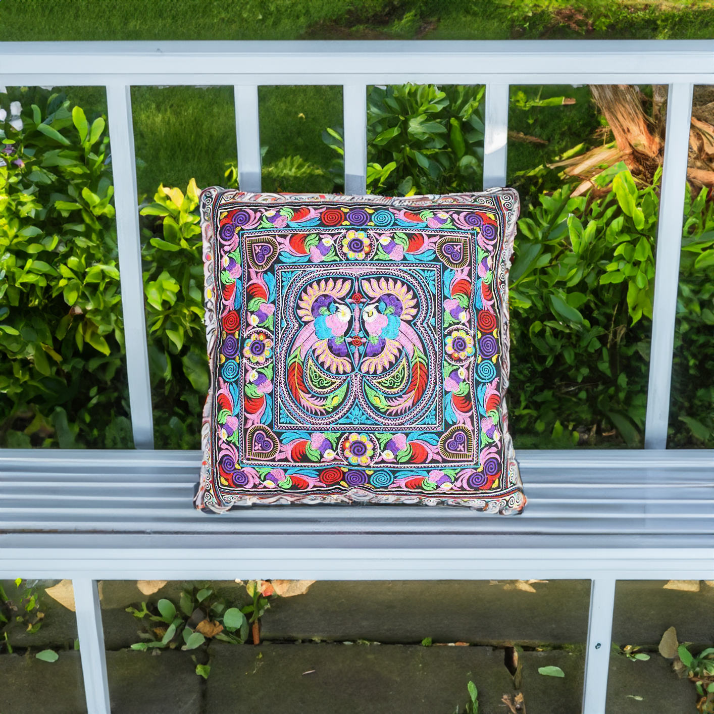 Hmong Bird Embroidered Pillow Cover - Thailand Decor La Vie Bien Hmong Bird Embroidered Pillow Cover - Thailand