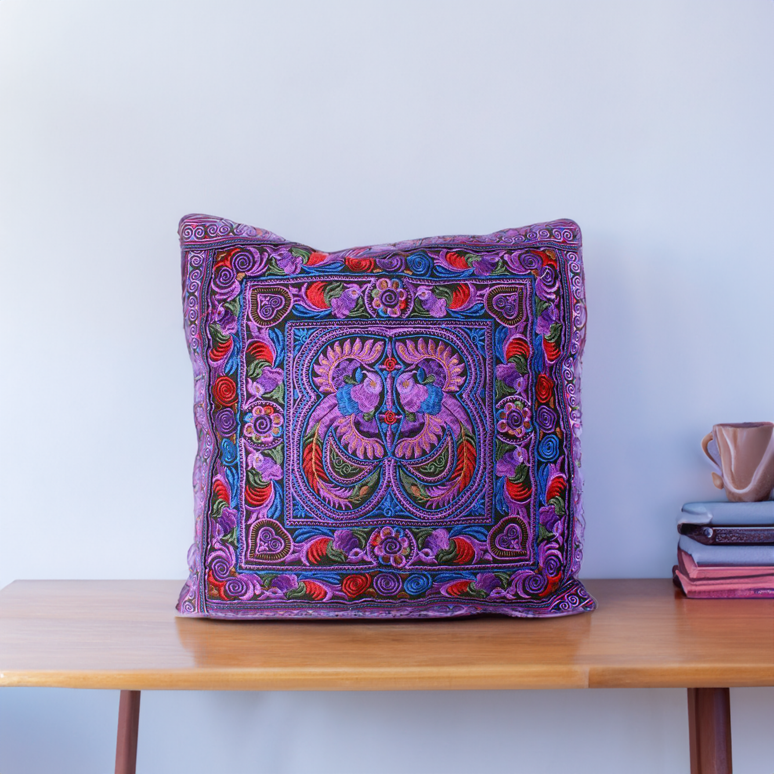 Hmong Bird Embroidered Pillow Cover - Thailand Decor La Vie Bien Hmong Bird Embroidered Pillow Cover - Thailand