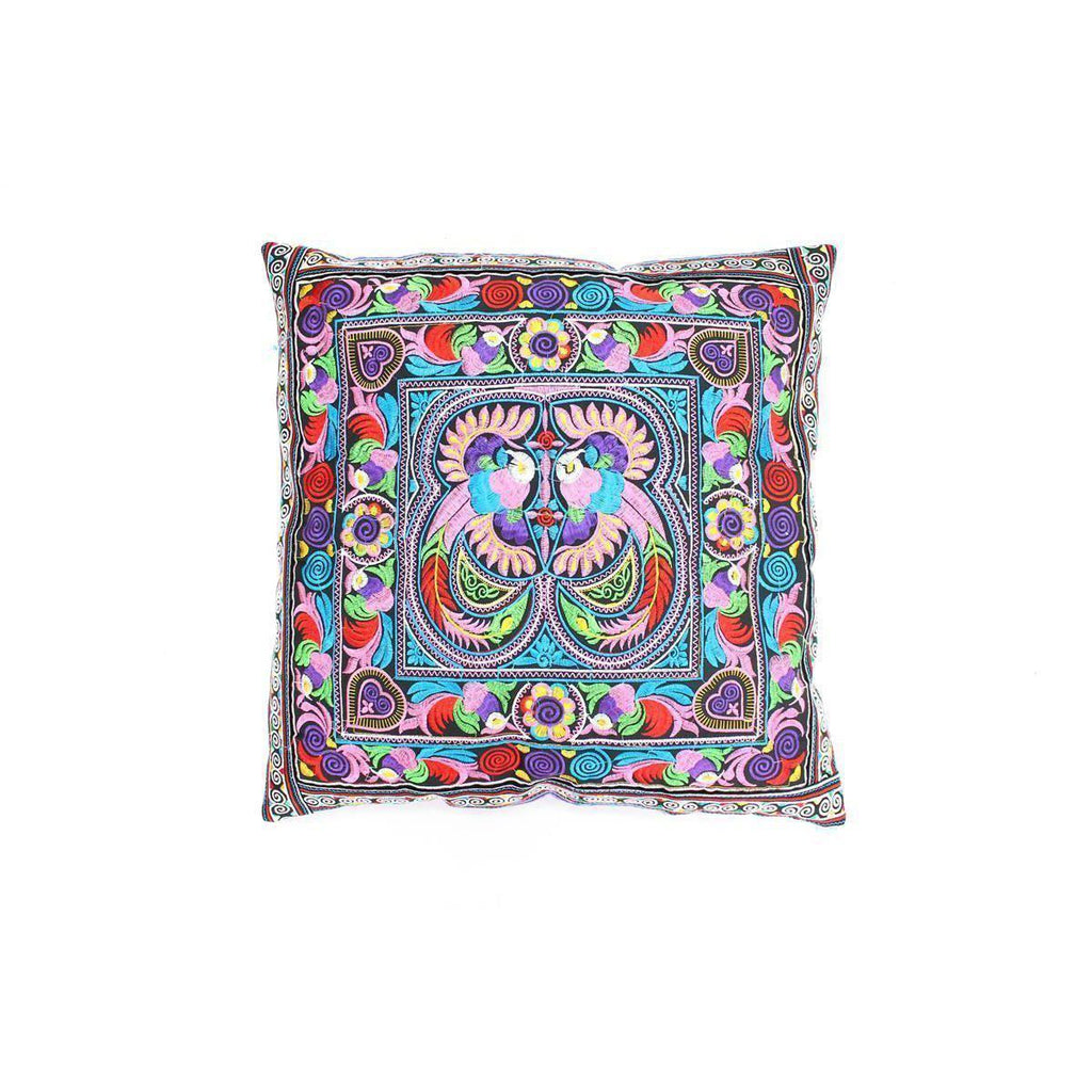 Hmong Bird Embroidered Pillow Cover - Thailand Decor La Vie Bien Hmong Bird Embroidered Pillow Cover - Thailand