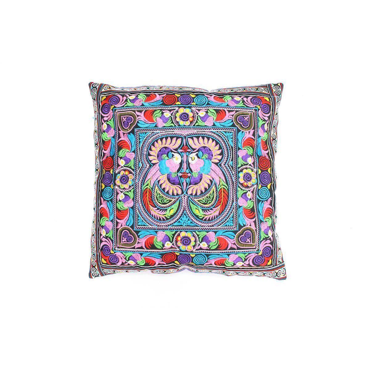 Hmong Bird Embroidered Pillow Cover - Thailand Decor La Vie Bien Hmong Bird Embroidered Pillow Cover - Thailand