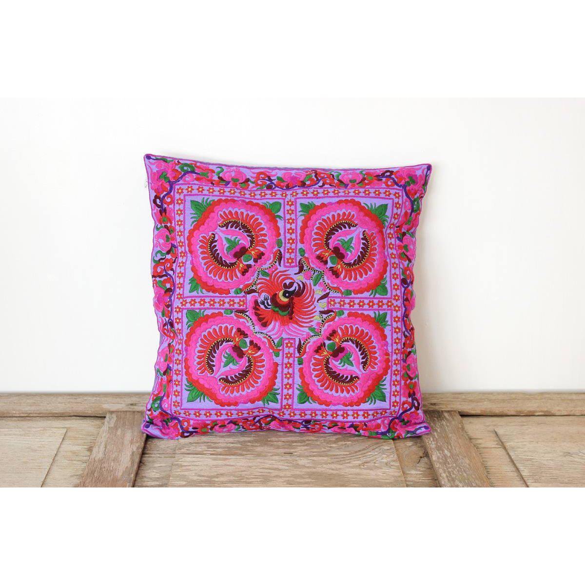 Hmong Bird Embroidered Pillow Cover - Thailand Decor La Vie Bien Hmong Bird Embroidered Pillow Cover - Thailand