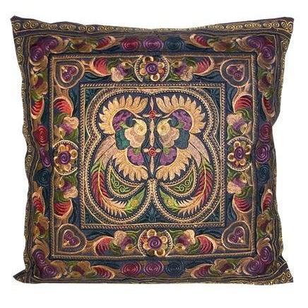 Hmong Bird Embroidered Pillow Cover - Thailand Decor La Vie Bien Hmong Bird Embroidered Pillow Cover - Thailand