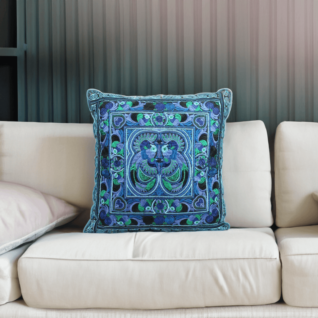 Hmong Bird Embroidered Pillow Cover - Thailand Decor La Vie Bien Hmong Bird Embroidered Pillow Cover - Thailand