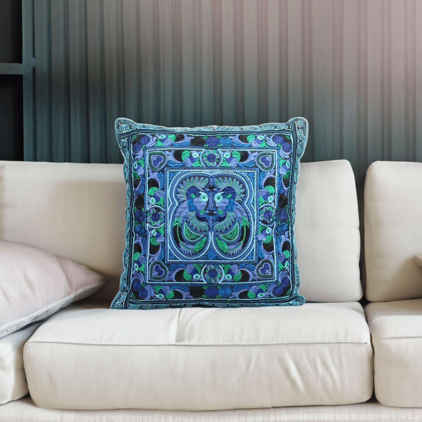 Hmong Bird Embroidered Pillow Cover - Thailand Decor La Vie Bien Hmong Bird Embroidered Pillow Cover - Thailand