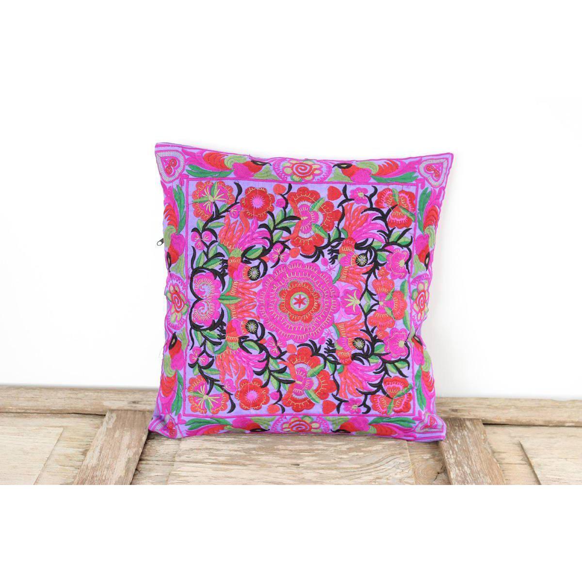 Hmong Bird Embroidered Pillow Cover - Thailand Decor La Vie Bien Hmong Bird Embroidered Pillow Cover - Thailand