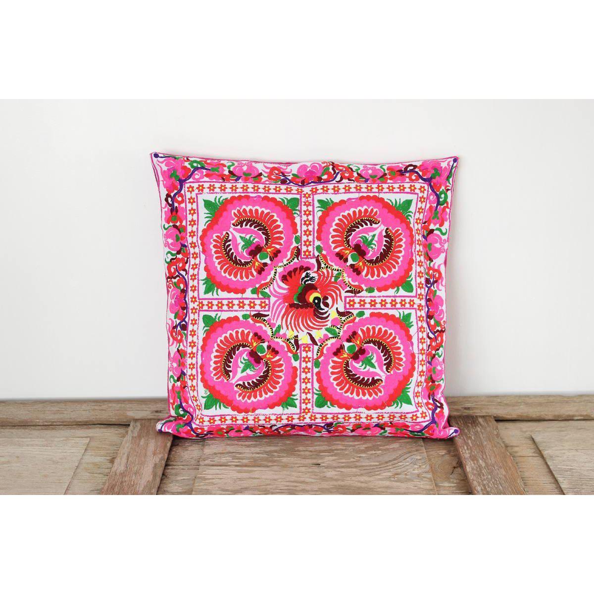 Hmong Bird Embroidered Pillow Cover - Thailand Decor La Vie Bien Hmong Bird Embroidered Pillow Cover - Thailand