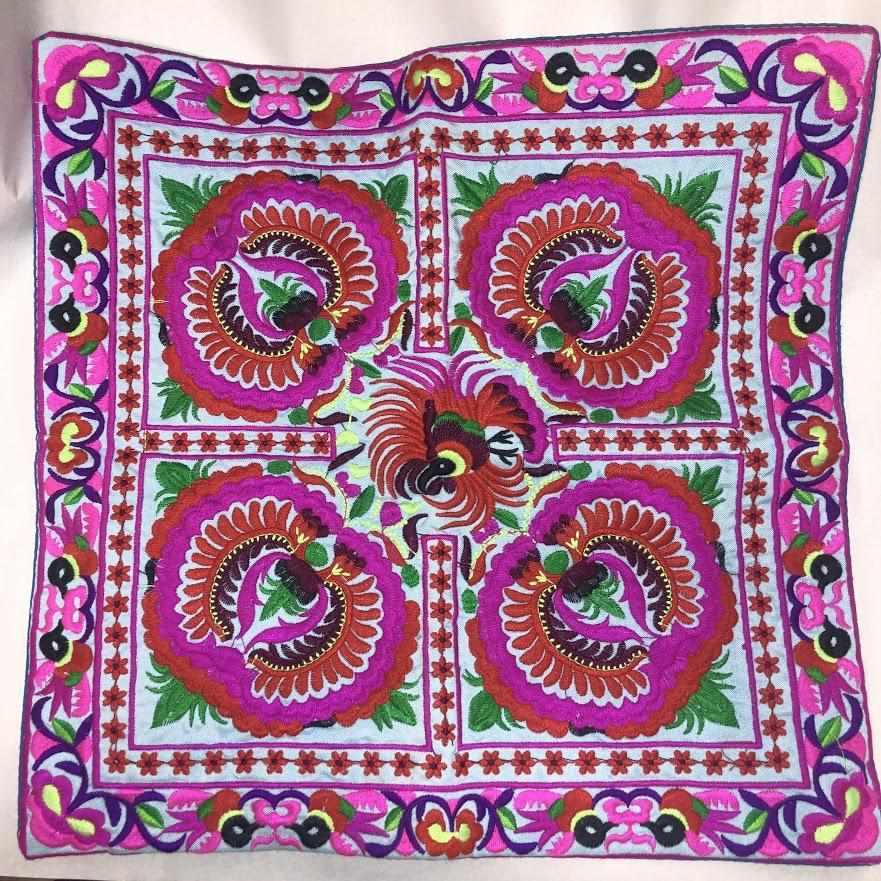 Hmong Bird Embroidered Pillow Cover - Thailand Decor La Vie Bien Hmong Bird Embroidered Pillow Cover - Thailand