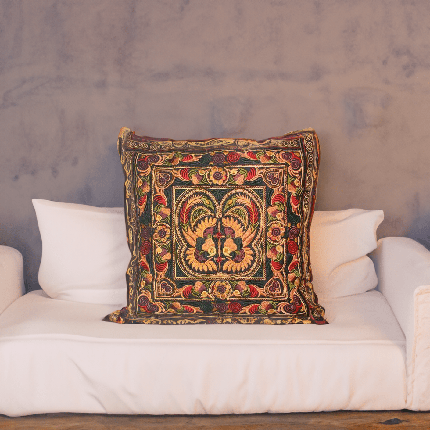 Hmong Bird Embroidered Pillow Cover - Thailand Decor La Vie Bien Hmong Bird Embroidered Pillow Cover - Thailand