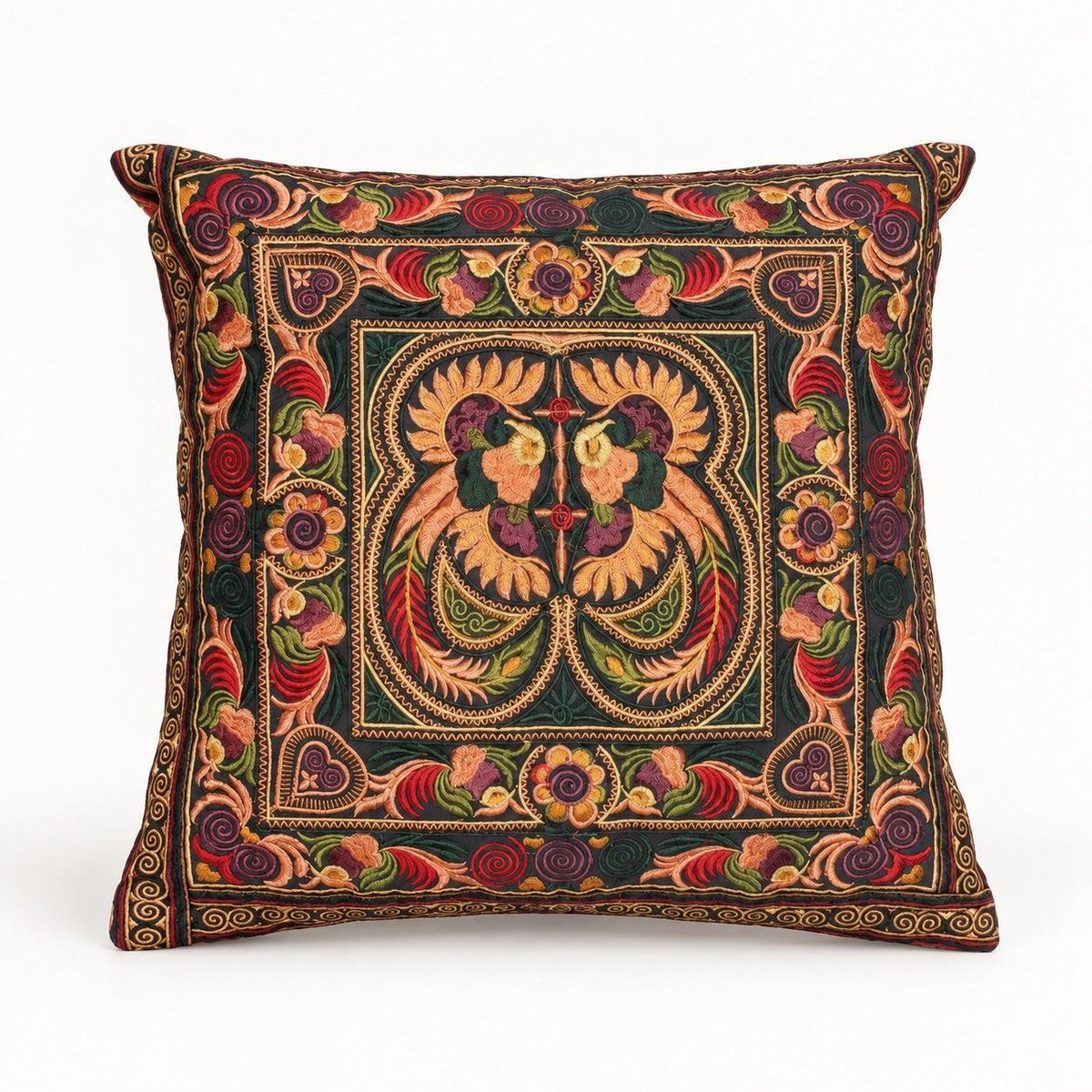 Hmong Bird Embroidered Pillow Cover - Thailand