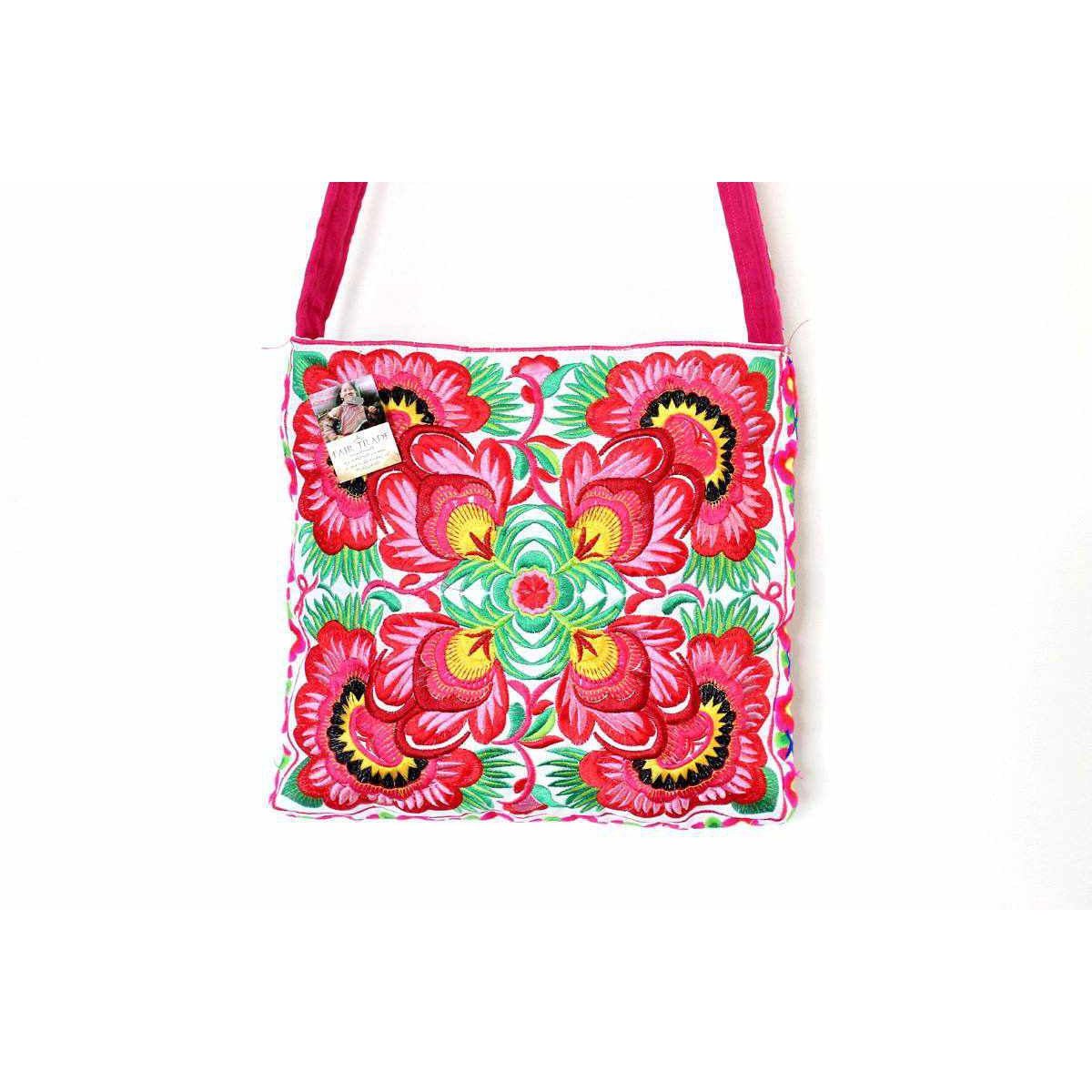 Hmong Birds and Pompoms Cross - body Bag - Thailand Bags La Vie Bien Hmong Birds and Pompoms Cross - body Bag - Thailand