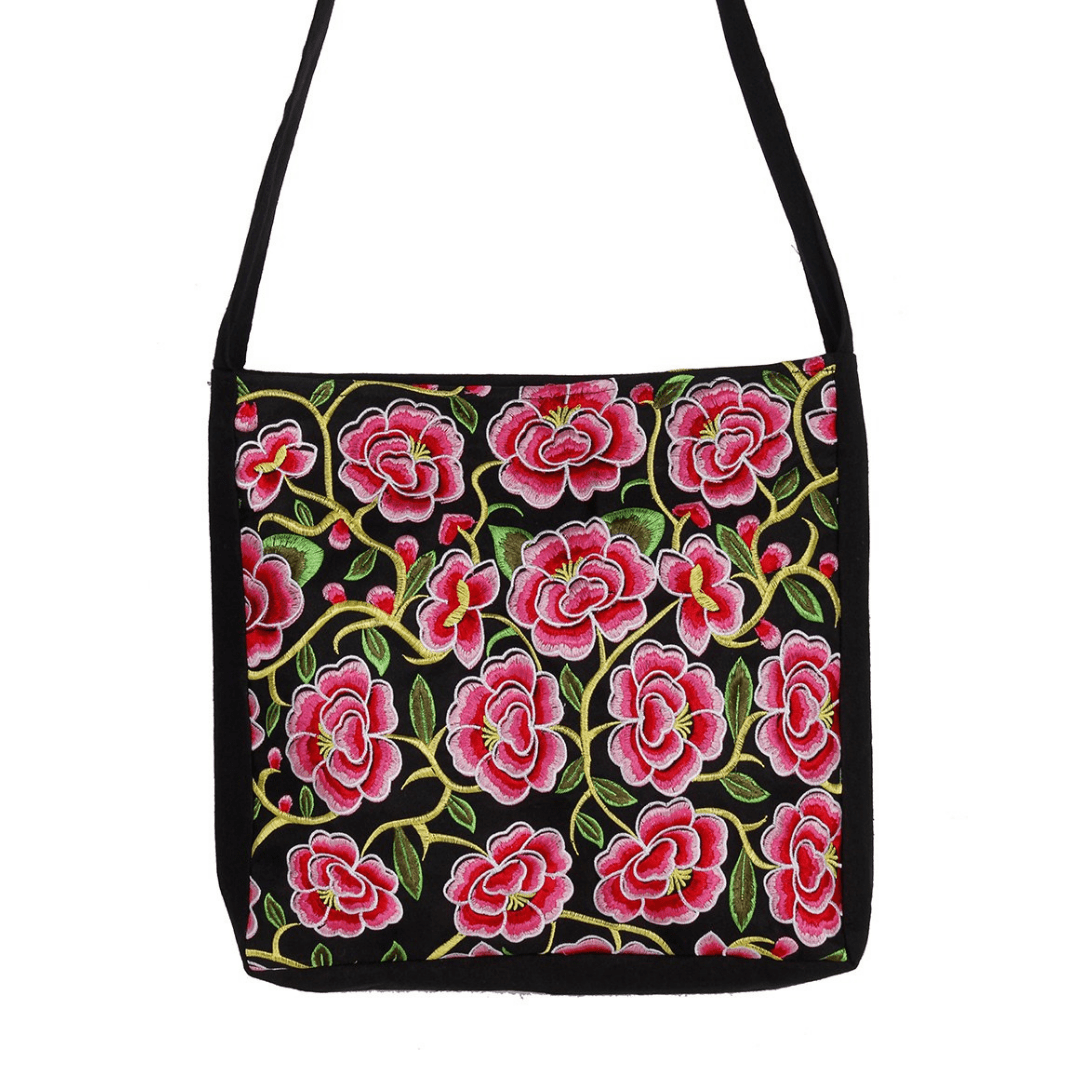 Hmong Birds and Pompoms Cross - body Bag - Thailand Bags La Vie Bien Hmong Birds and Pompoms Cross - body Bag - Thailand