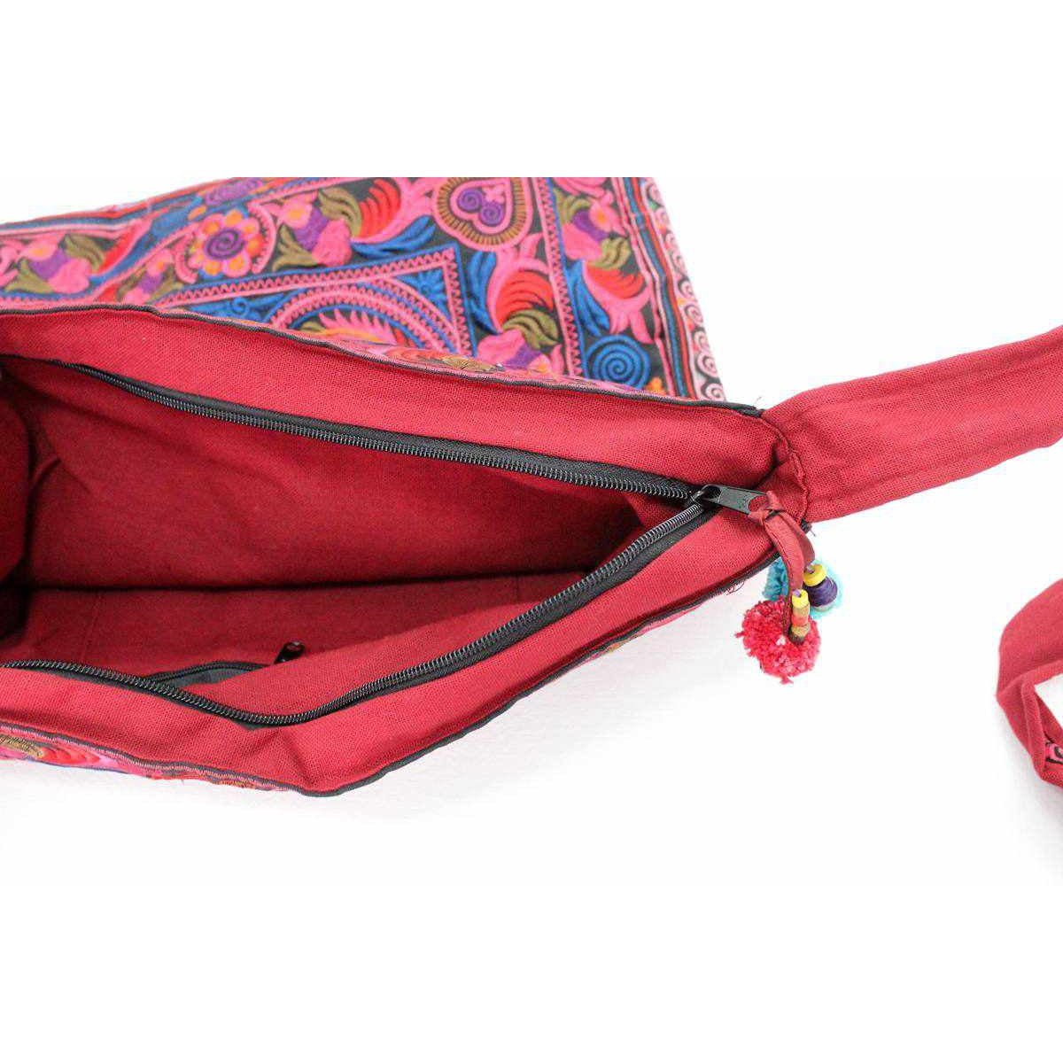Hmong Birds and Pompoms Cross - body Bag - Thailand Bags La Vie Bien Hmong Birds and Pompoms Cross - body Bag - Thailand