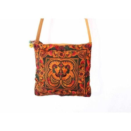 Hmong Birds and Pompoms Cross - body Bag - Thailand Bags La Vie Bien Hmong Birds and Pompoms Cross - body Bag - Thailand