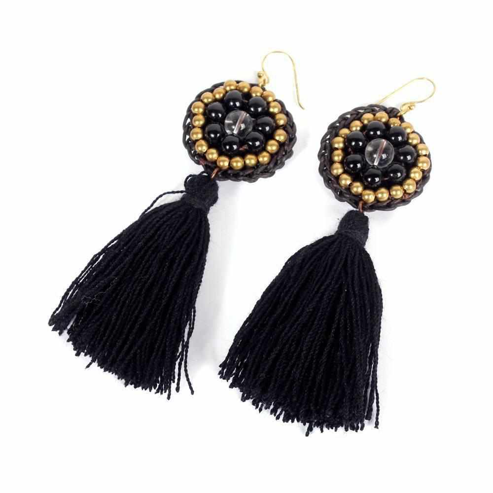 Hmong Circle Tassel Earrings - Thailand Jewelry La Vie Bien Hmong Circle Tassel Earrings - Thailand