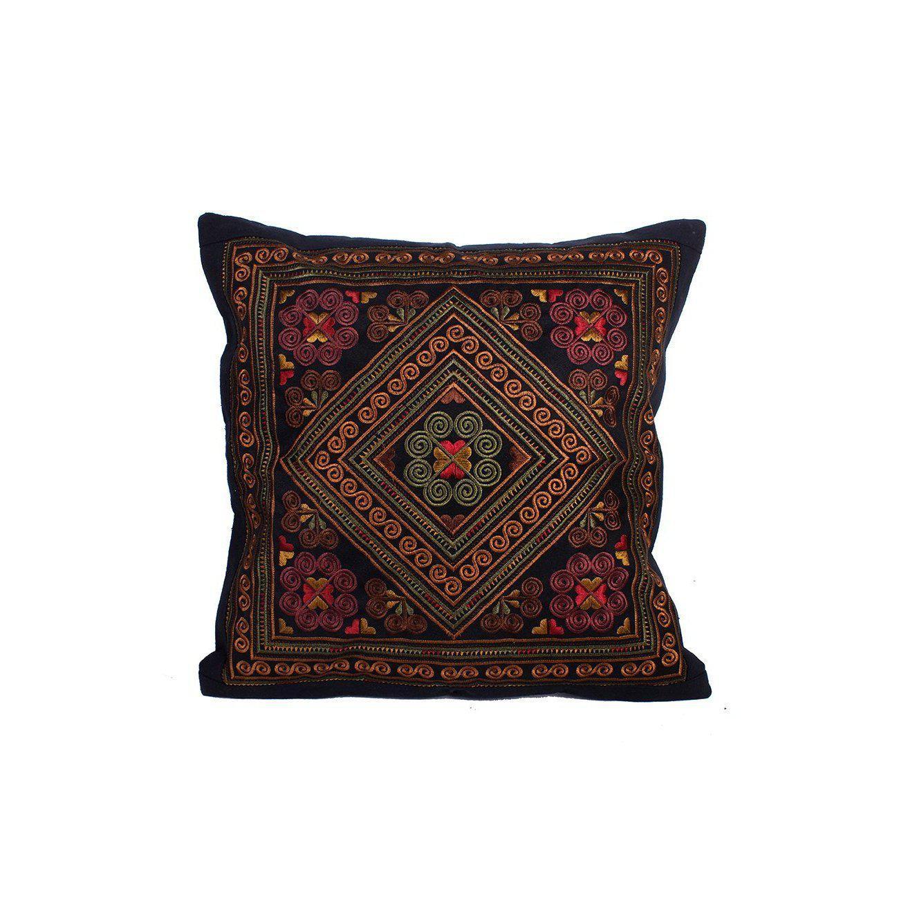 Hmong Diamond Embroidered Pillow Cover - Thailand Decor La Vie Bien Hmong Diamond Embroidered Pillow Cover - Thailand