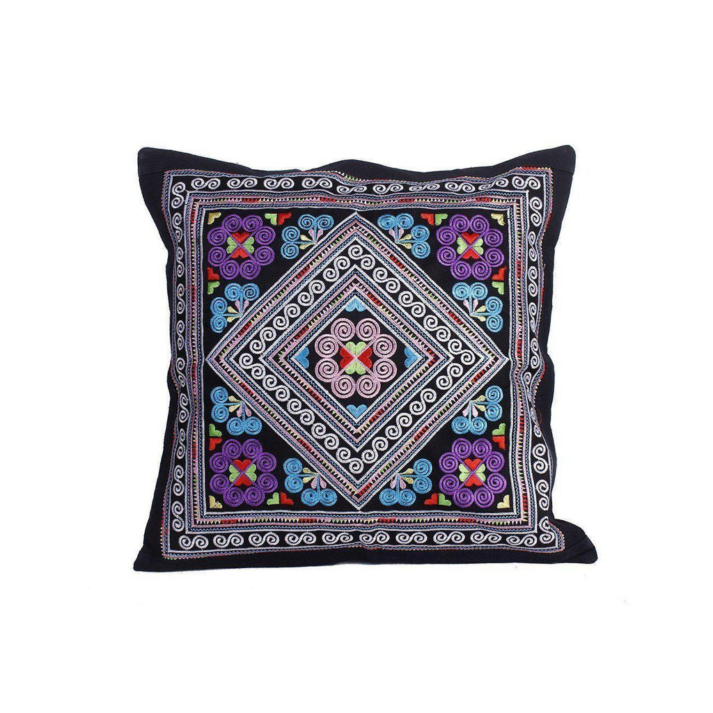 Hmong Diamond Embroidered Pillow Cover - Thailand Decor La Vie Bien Hmong Diamond Embroidered Pillow Cover - Thailand