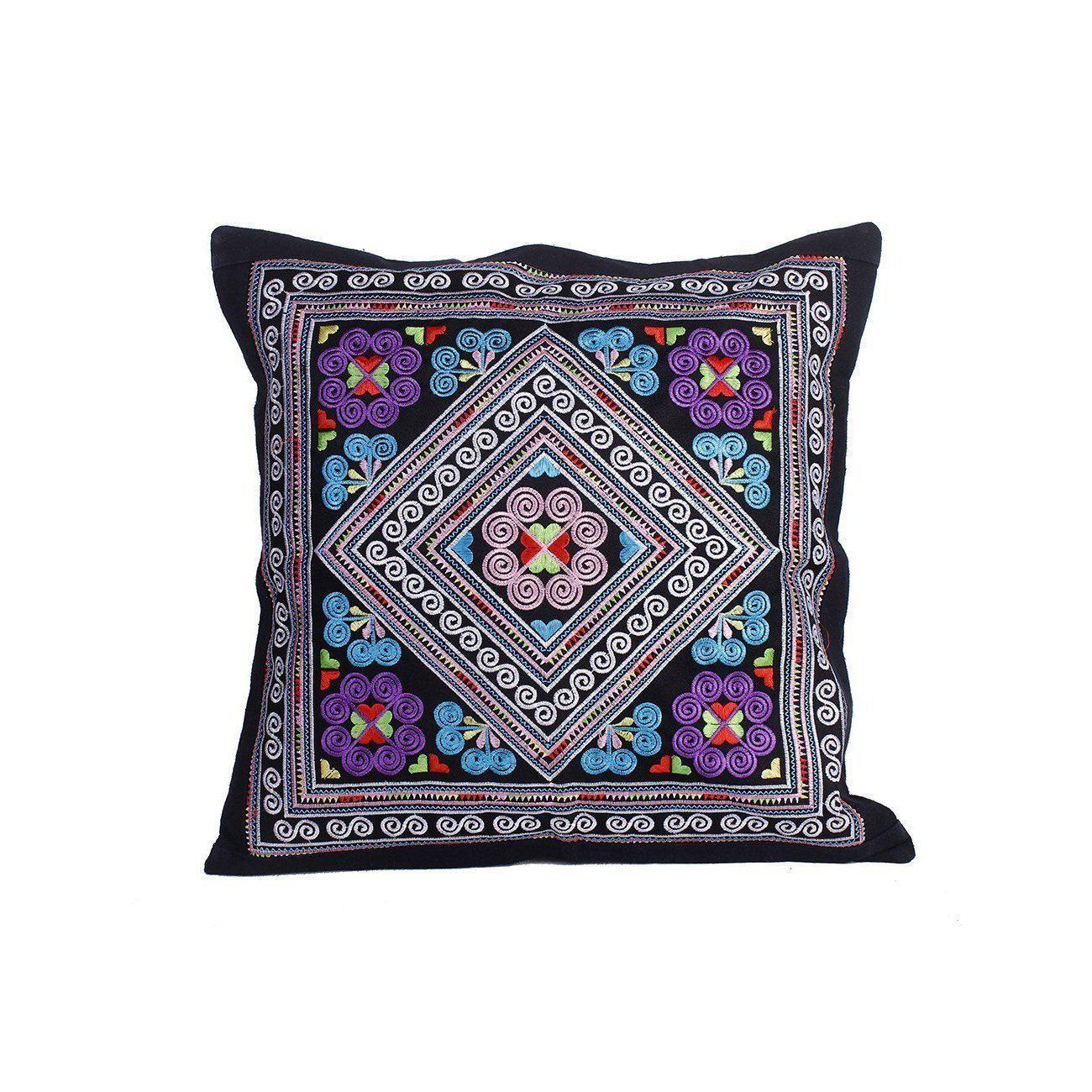 Hmong Diamond Embroidered Pillow Cover - Thailand Decor La Vie Bien Hmong Diamond Embroidered Pillow Cover - Thailand