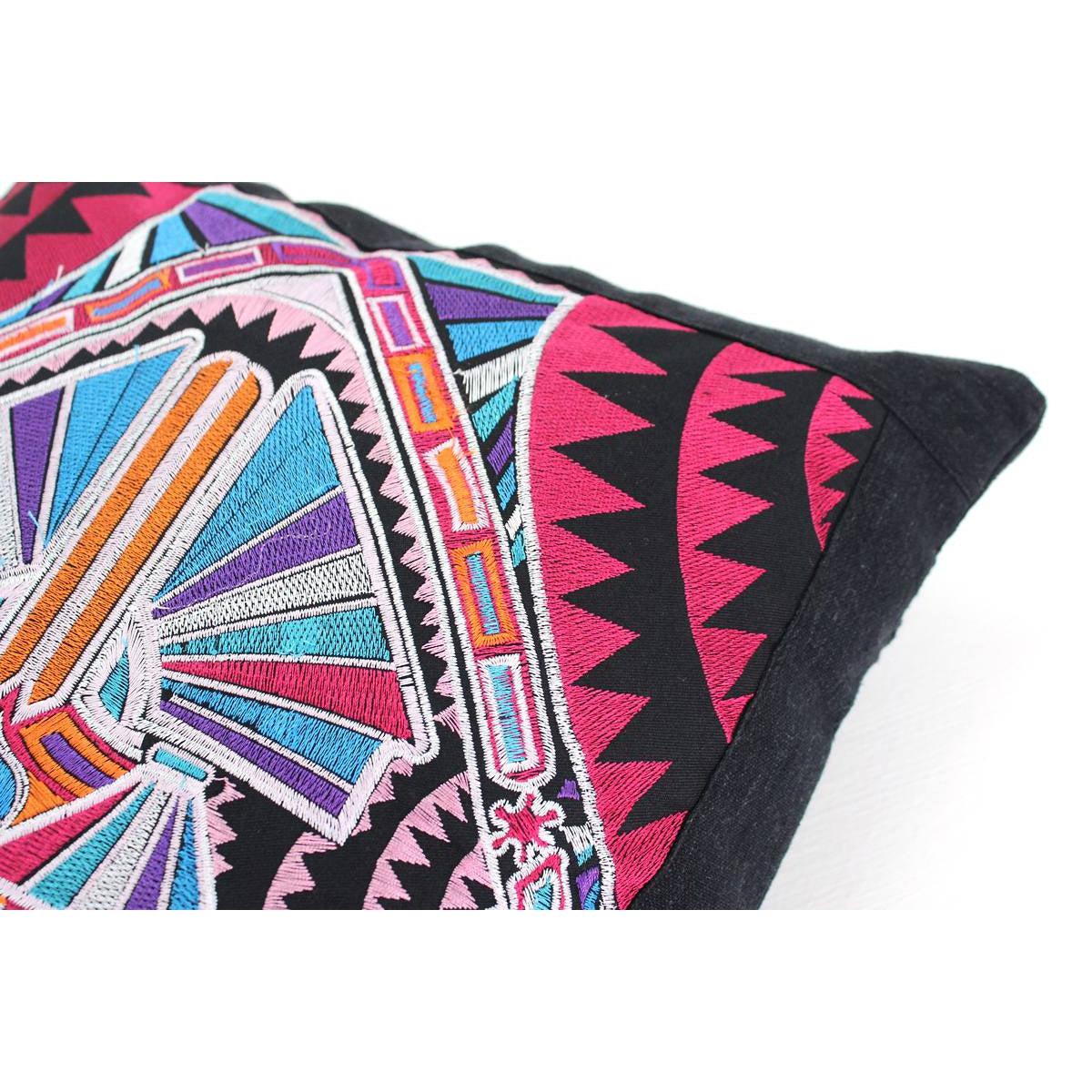 Hmong Diamond Embroidered Pillow Cover - Thailand Decor La Vie Bien Hmong Diamond Embroidered Pillow Cover - Thailand
