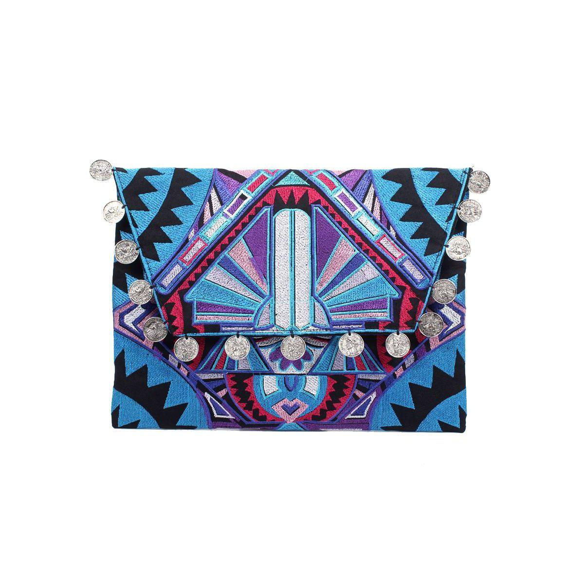 Hmong Embroidered Carnival Coin Clutch | iPad Bag - Thailand Bags La Vie Bien Hmong Embroidered Carnival Coin Clutch | iPad Bag - Thailand