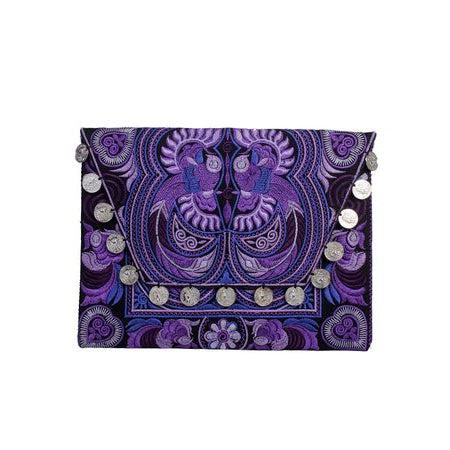 Hmong Embroidered Carnival Coin Clutch | iPad Bag - Thailand Bags La Vie Bien Hmong Embroidered Carnival Coin Clutch | iPad Bag - Thailand