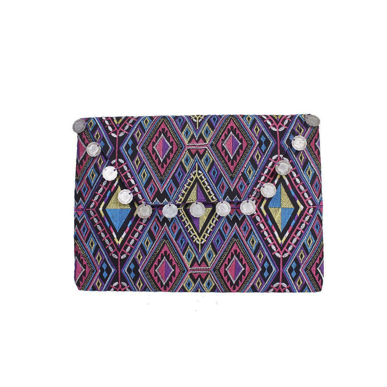 Hmong Embroidered Carnival Coin Clutch | iPad Bag - Thailand Bags La Vie Bien Hmong Embroidered Carnival Coin Clutch | iPad Bag - Thailand