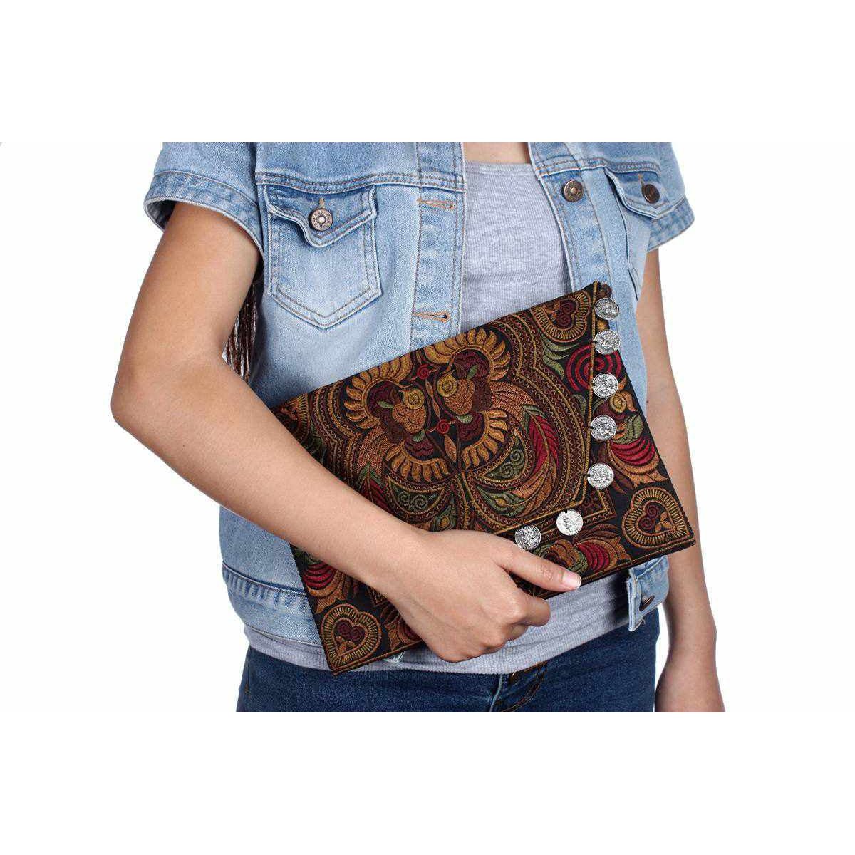 Hmong Embroidered Carnival Coin Clutch | iPad Bag - Thailand Bags La Vie Bien Hmong Embroidered Carnival Coin Clutch | iPad Bag - Thailand