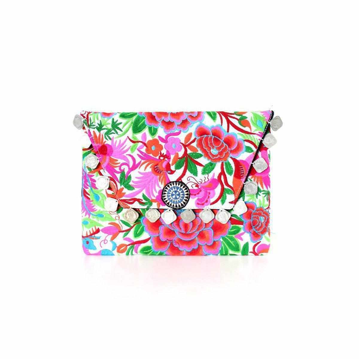 Hmong Embroidered Carnival Coin Clutch | iPad Bag - Thailand Bags La Vie Bien Hmong Embroidered Carnival Coin Clutch | iPad Bag - Thailand