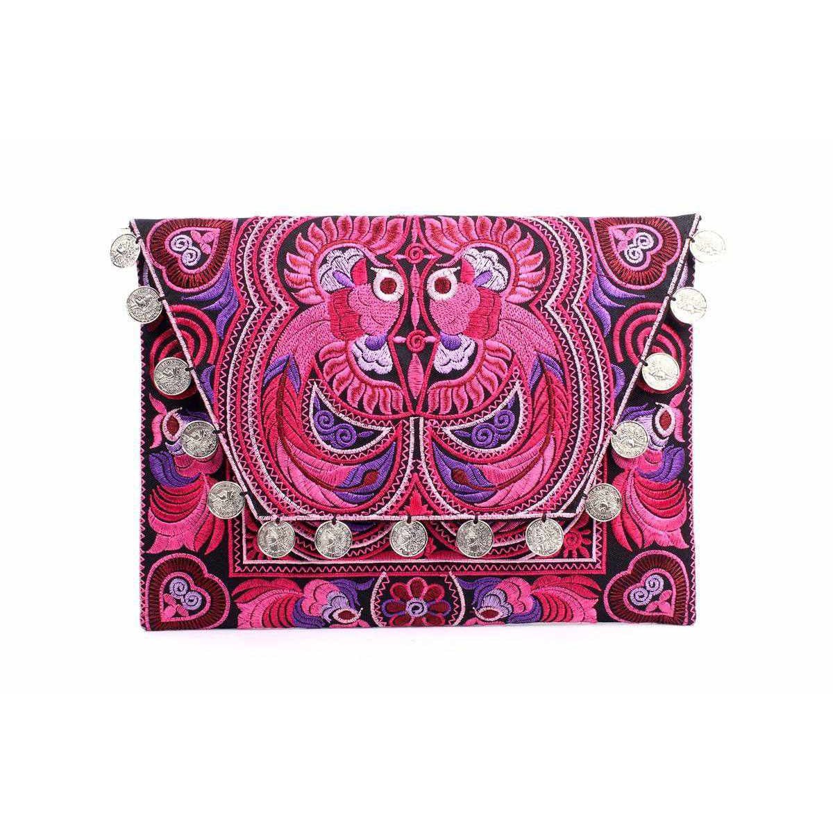 Hmong Embroidered Carnival Coin Clutch | iPad Bag - Thailand Bags La Vie Bien Hmong Embroidered Carnival Coin Clutch | iPad Bag - Thailand