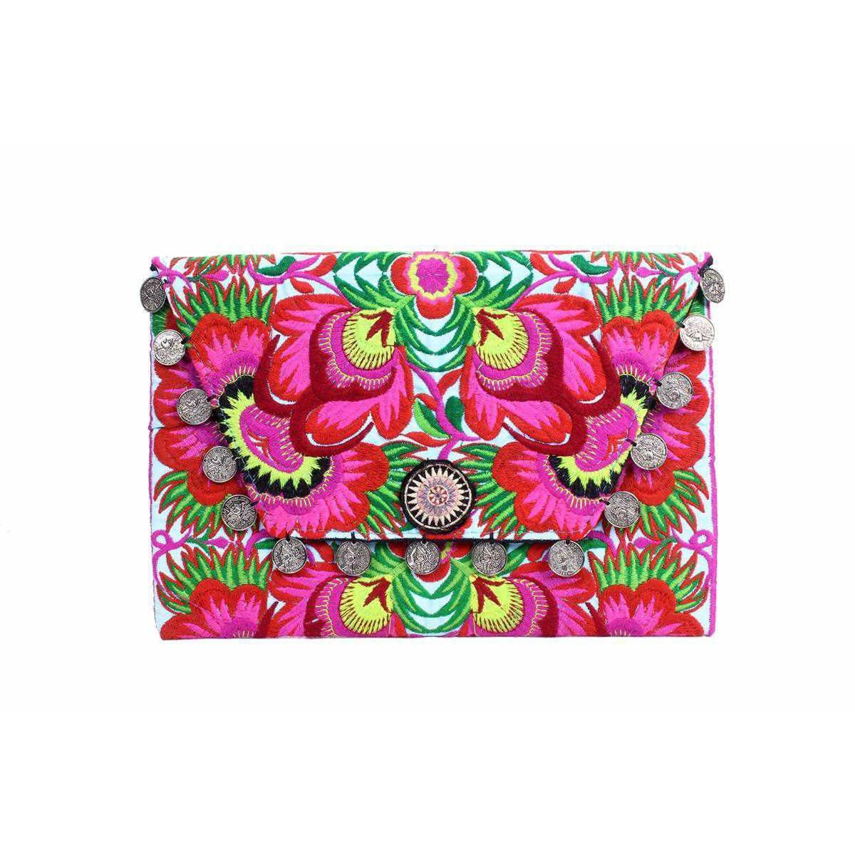 Hmong Embroidered Carnival Coin Clutch | iPad Bag - Thailand Bags La Vie Bien Hmong Embroidered Carnival Coin Clutch | iPad Bag - Thailand