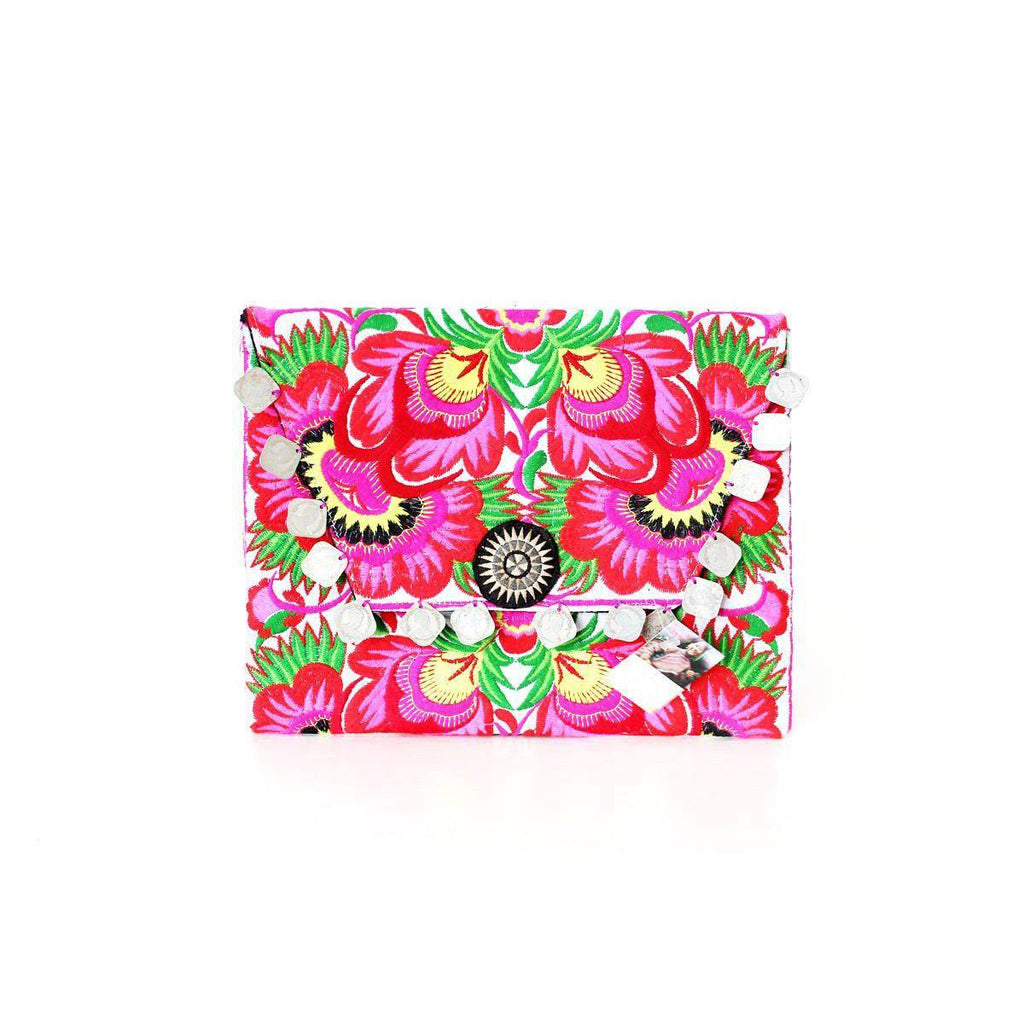 Hmong Embroidered Carnival Coin Clutch | iPad Bag - Thailand Bags La Vie Bien Hmong Embroidered Carnival Coin Clutch | iPad Bag - Thailand