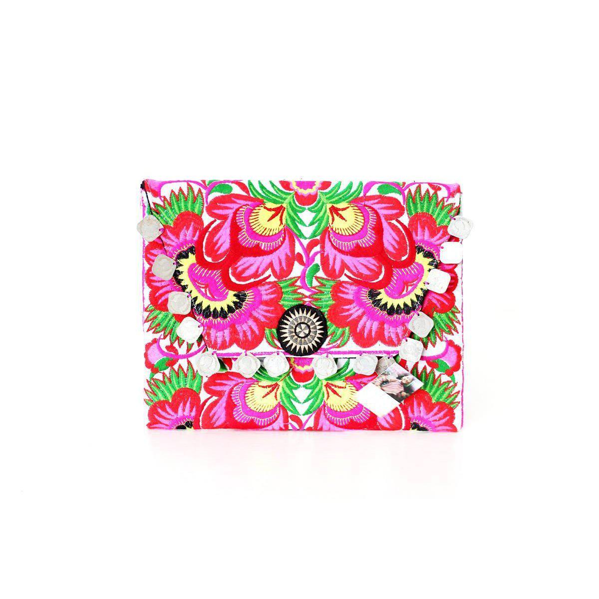 Hmong Embroidered Carnival Coin Clutch | iPad Bag - Thailand Bags La Vie Bien Hmong Embroidered Carnival Coin Clutch | iPad Bag - Thailand
