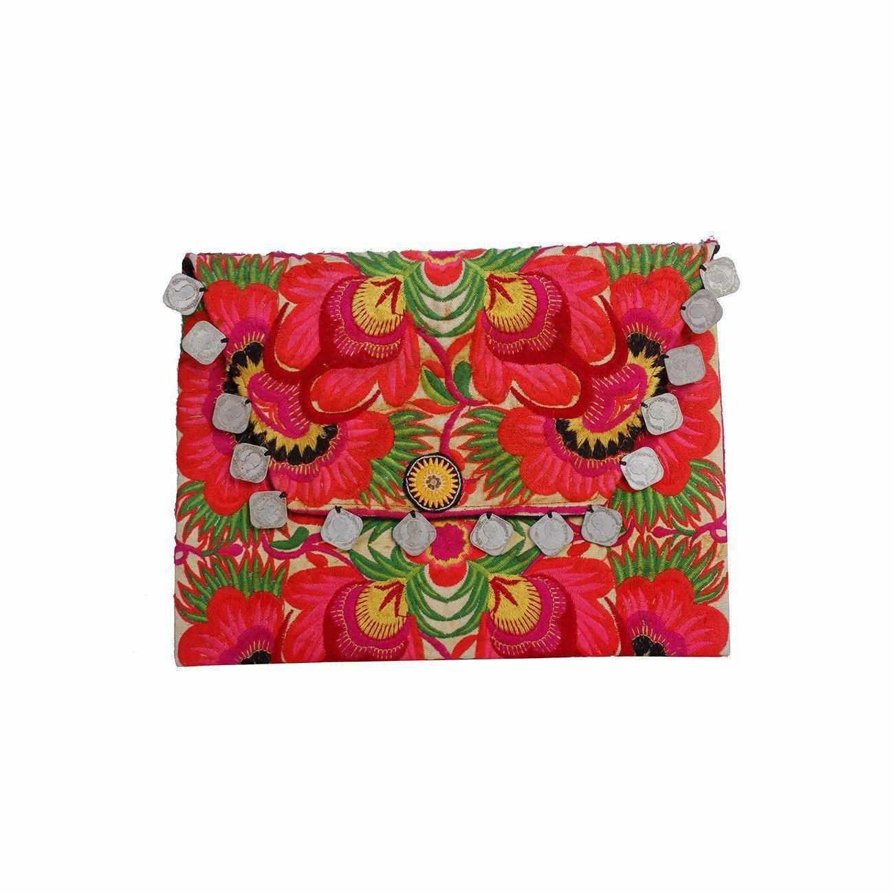 Hmong Embroidered Carnival Coin Clutch | iPad Bag - Thailand Bags La Vie Bien Hmong Embroidered Carnival Coin Clutch | iPad Bag - Thailand