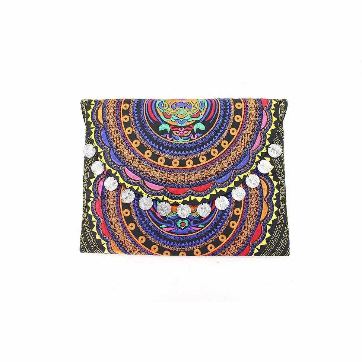 Hmong Embroidered Carnival Coin Clutch | iPad Bag - Thailand Bags La Vie Bien Hmong Embroidered Carnival Coin Clutch | iPad Bag - Thailand