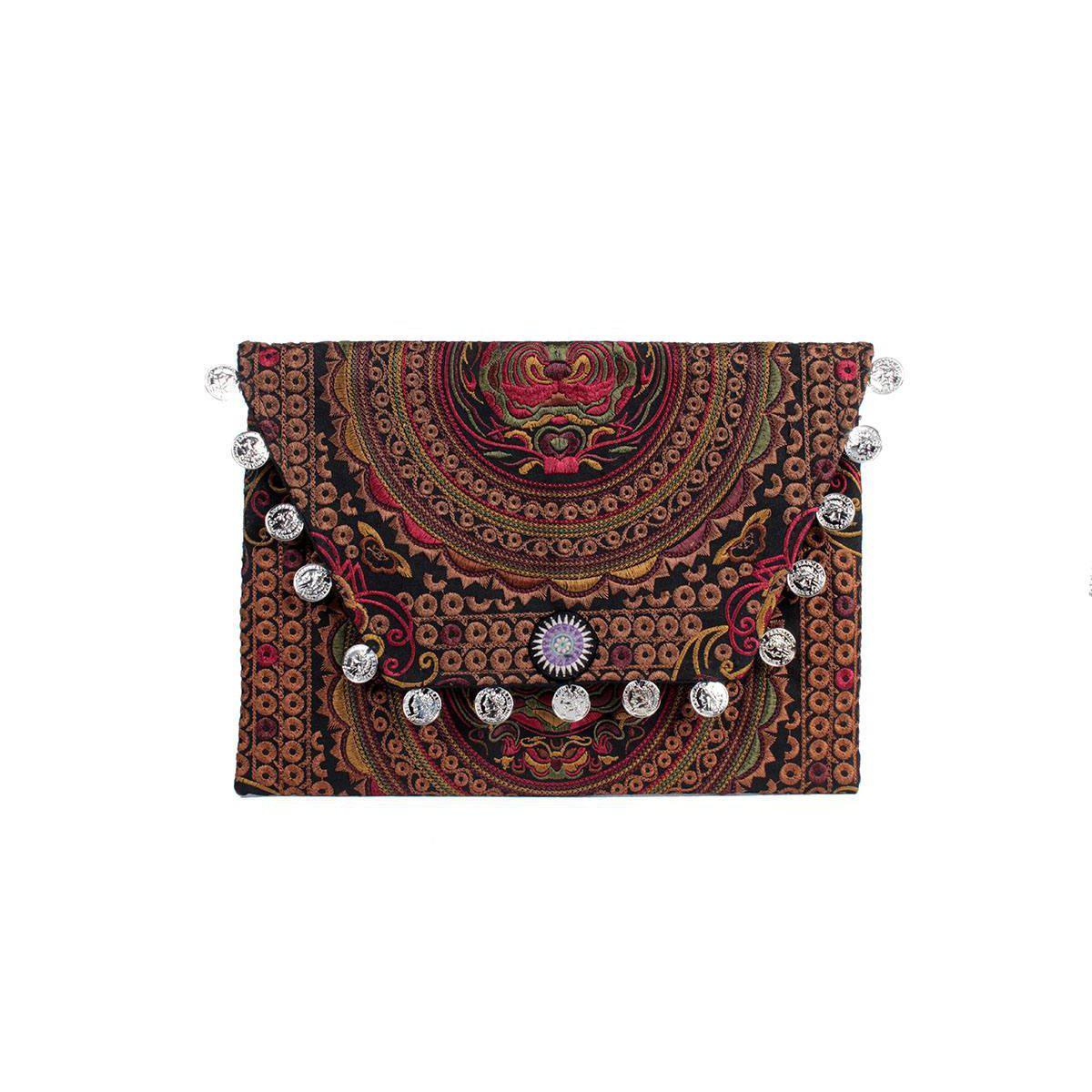 Hmong Embroidered Carnival Coin Clutch | iPad Bag - Thailand Bags La Vie Bien Hmong Embroidered Carnival Coin Clutch | iPad Bag - Thailand