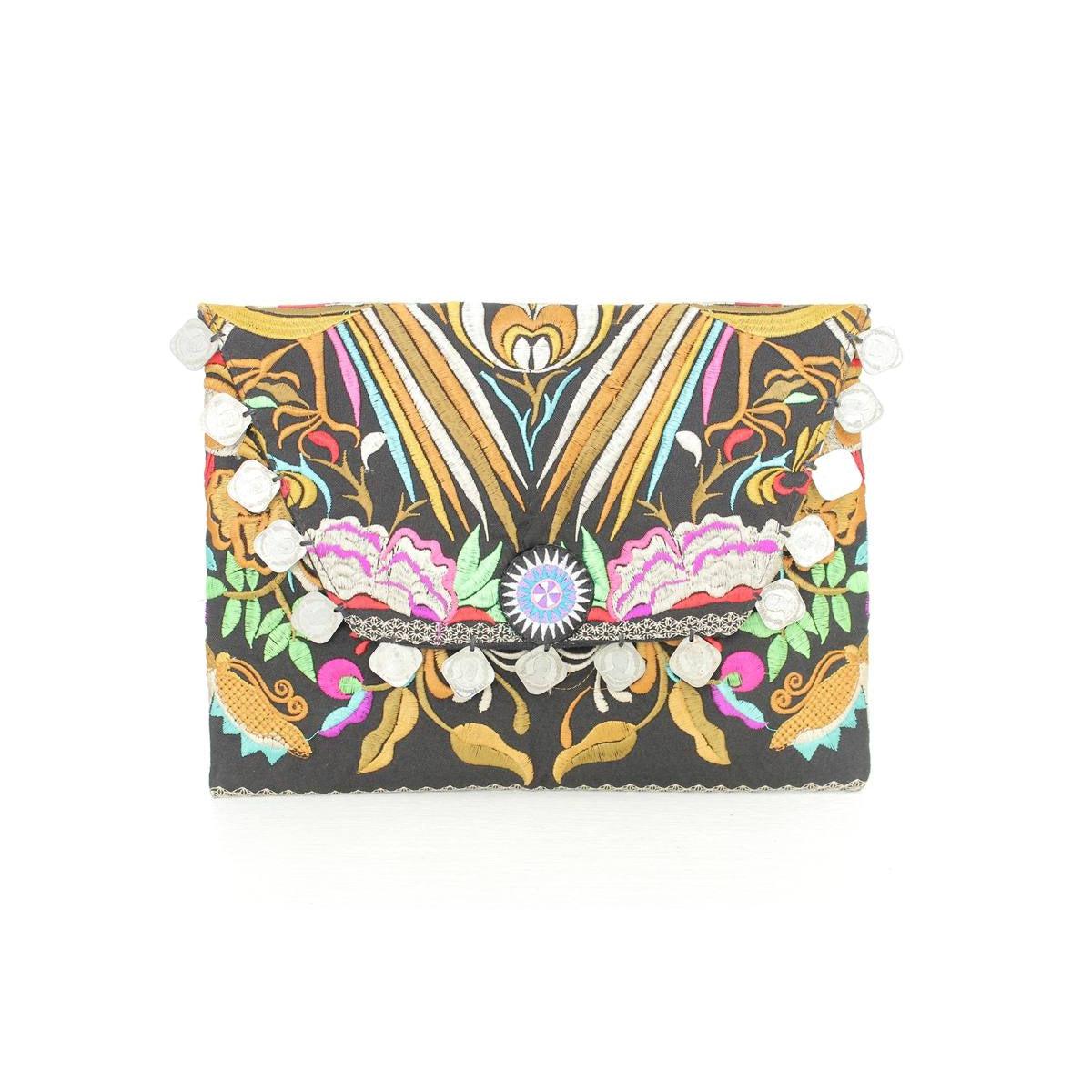 Hmong Embroidered Carnival Coin Clutch | iPad Bag - Thailand Bags La Vie Bien Hmong Embroidered Carnival Coin Clutch | iPad Bag - Thailand