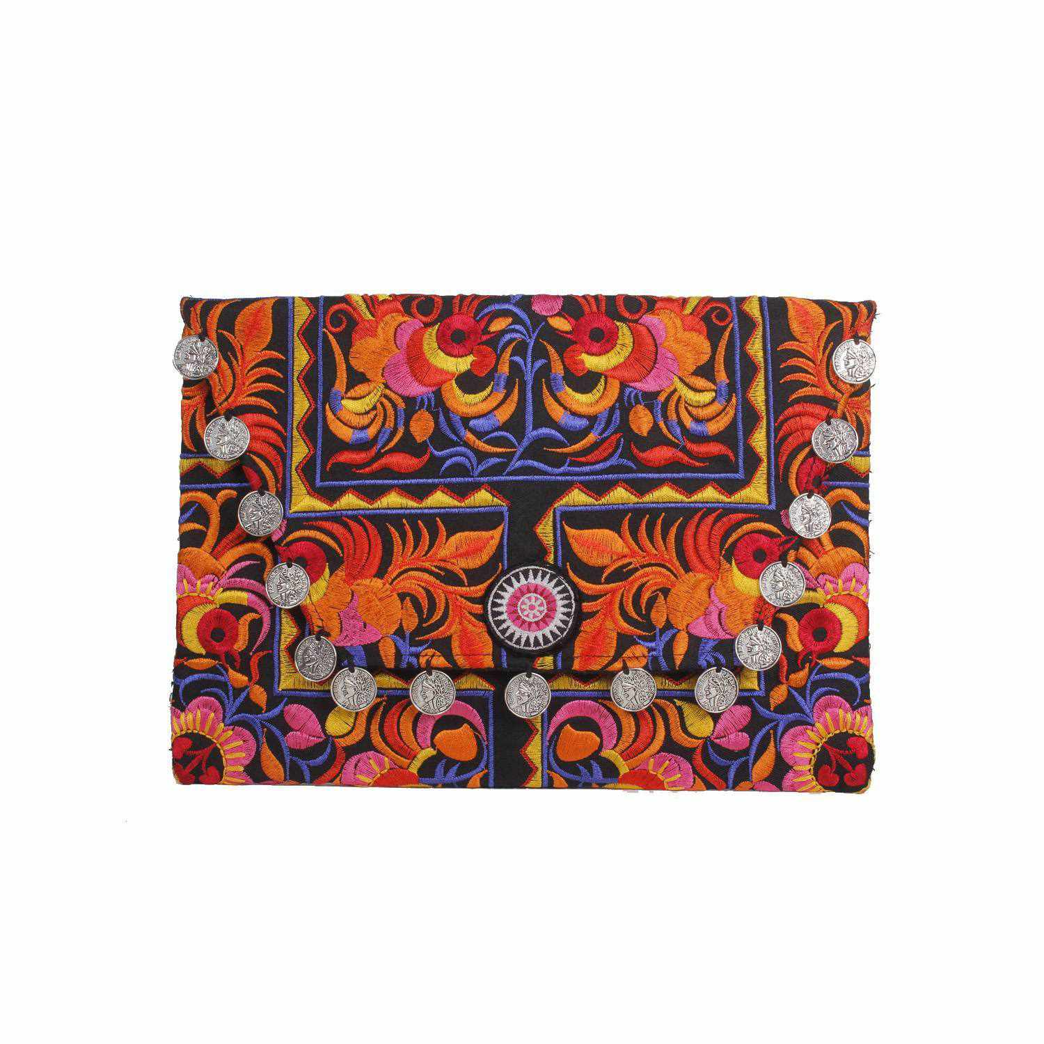 Hmong Embroidered Carnival Coin Clutch | iPad Bag - Thailand Bags La Vie Bien Hmong Embroidered Carnival Coin Clutch | iPad Bag - Thailand