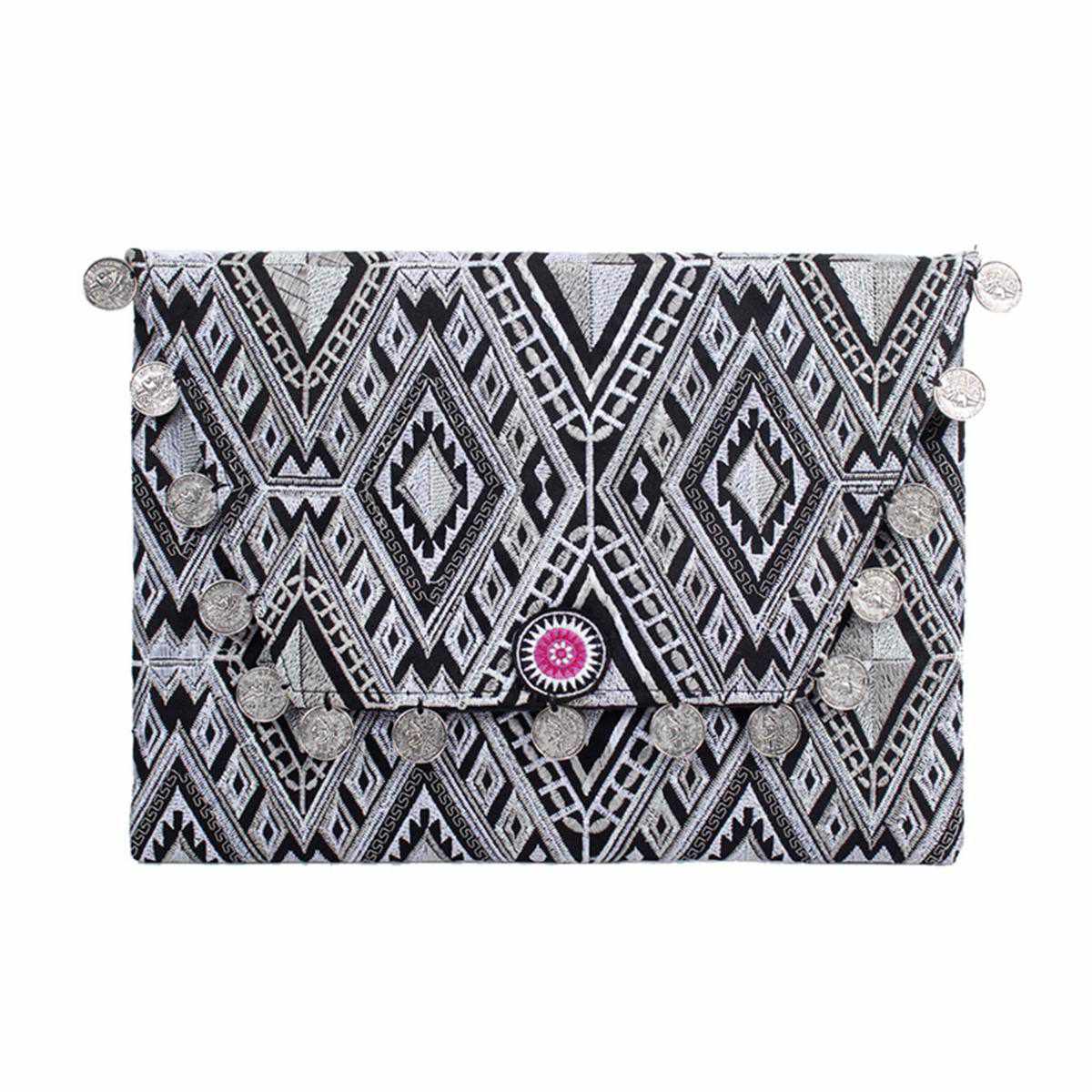 Hmong Embroidered Carnival Coin Clutch | iPad Bag - Thailand Bags La Vie Bien Hmong Embroidered Carnival Coin Clutch | iPad Bag - Thailand