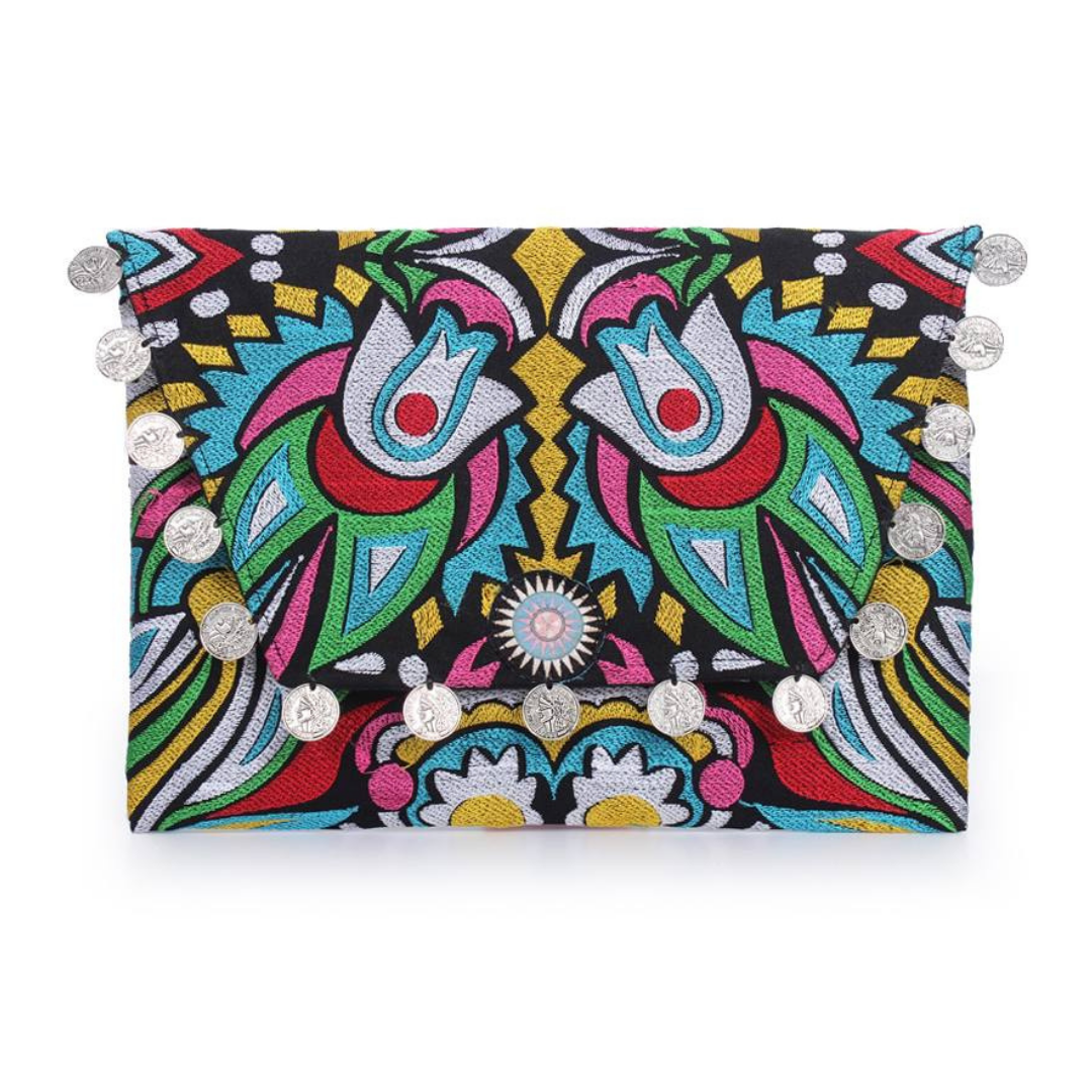 Hmong Embroidered Carnival Coin Clutch | iPad Bag - Thailand Bags La Vie Bien Hmong Embroidered Carnival Coin Clutch | iPad Bag - Thailand