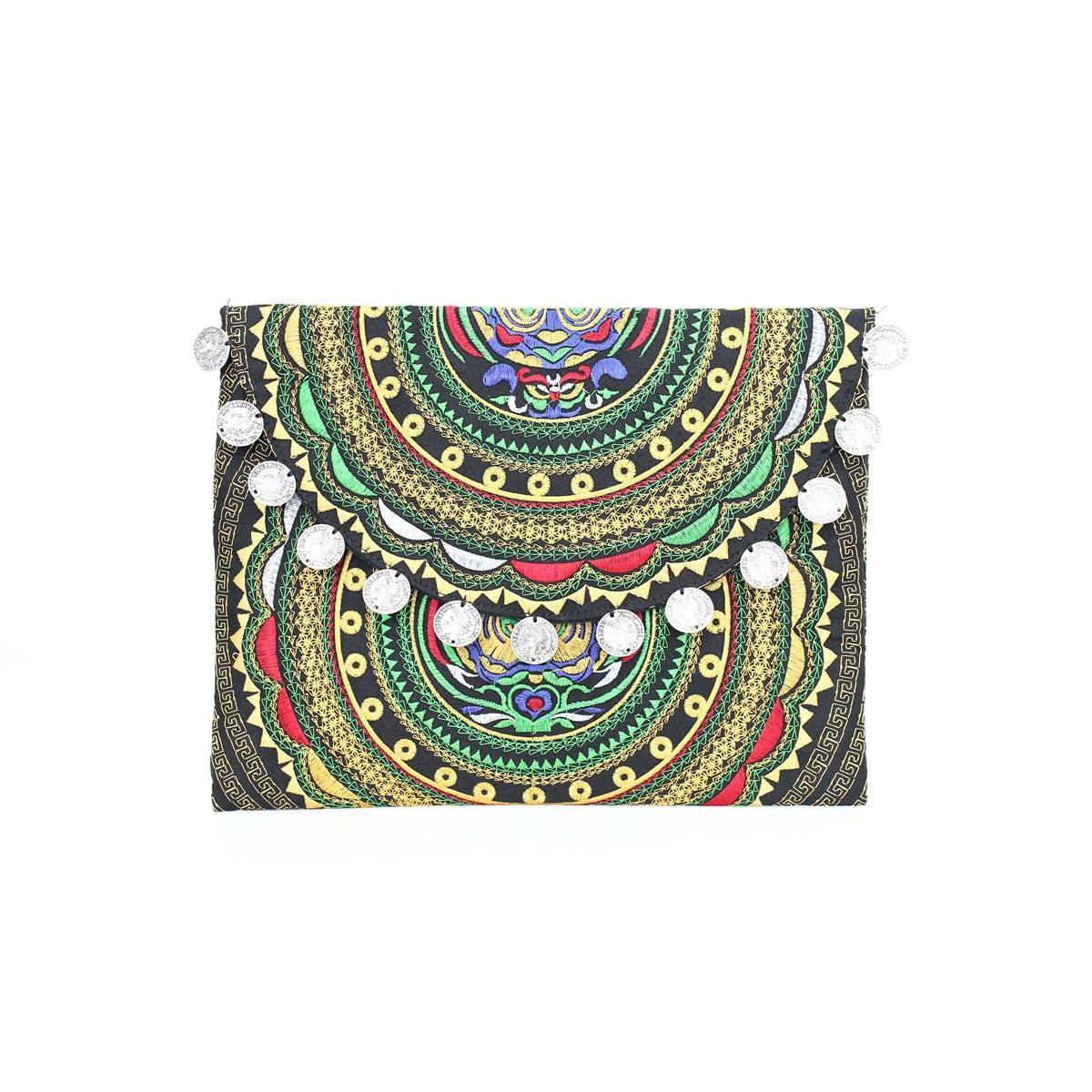 Hmong Embroidered Carnival Coin Clutch | iPad Bag - Thailand Bags La Vie Bien Hmong Embroidered Carnival Coin Clutch | iPad Bag - Thailand