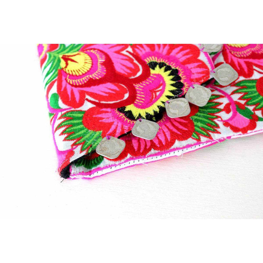 Hmong Embroidered Carnival Coin Clutch | iPad Bag - Thailand Bags La Vie Bien Hmong Embroidered Carnival Coin Clutch | iPad Bag - Thailand