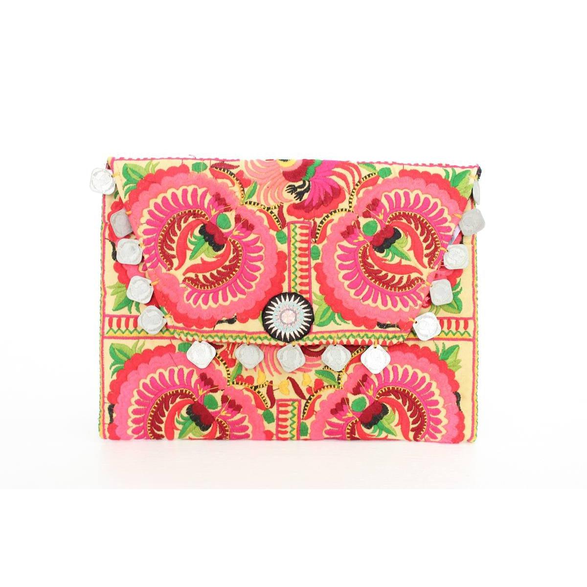 Hmong Embroidered Carnival Coin Clutch | iPad Bag - Thailand Bags La Vie Bien Hmong Embroidered Carnival Coin Clutch | iPad Bag - Thailand