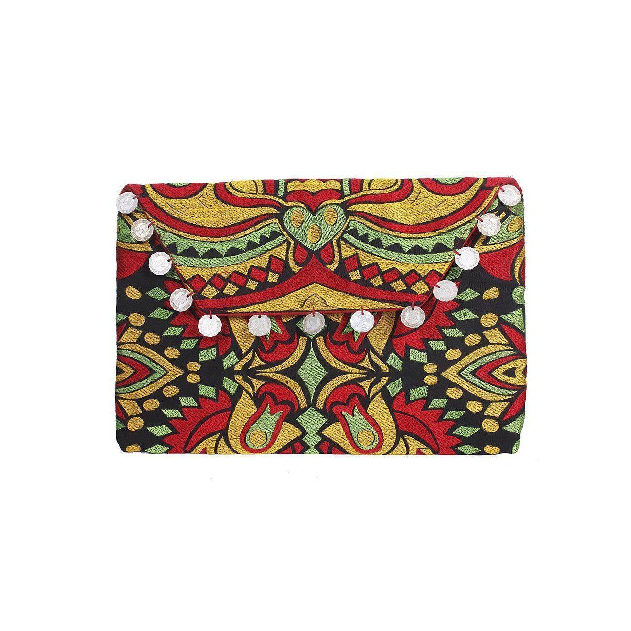 Hmong Embroidered Carnival Coin Clutch | iPad Bag - Thailand Bags La Vie Bien Hmong Embroidered Carnival Coin Clutch | iPad Bag - Thailand